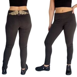 ❌SOLD❌Victoria’s Secret Angel black gold glitter wing foldover leggings large
